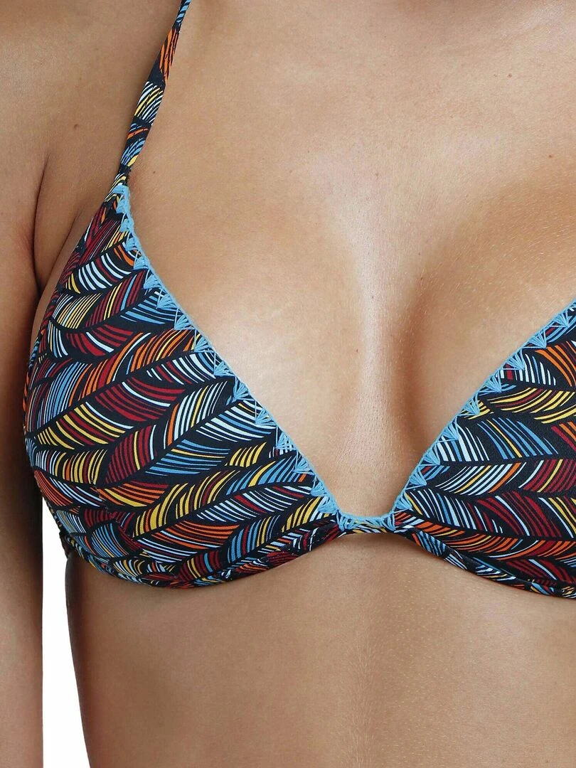 Ensemble deux pièces bikini triangle push up Ethnic Feathers   Bleu turquoise