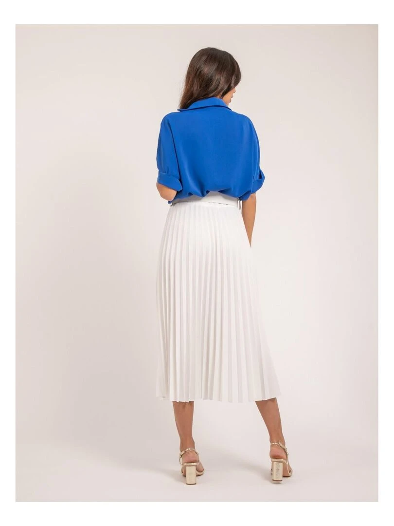 Jupe longue plissée et ceinture XOLEDE Blanc