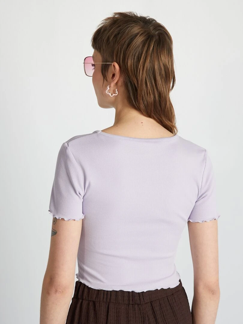 Crop top à bords ondulés   lilas