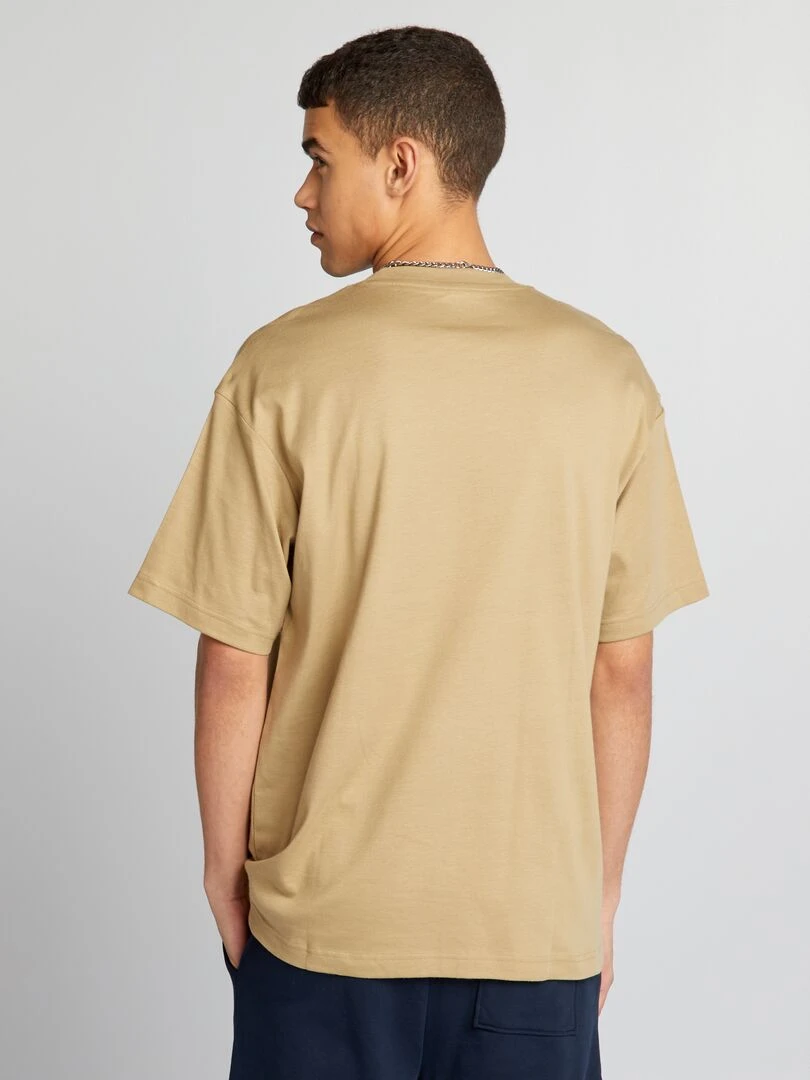 T shirt col rond en coton   Beige