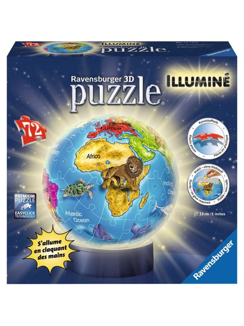 Puzzle 3d rond 72 p illuminé globe N/A