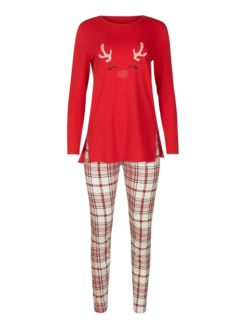 Pyjama leggings tunique manches longues Holiday   Rouge