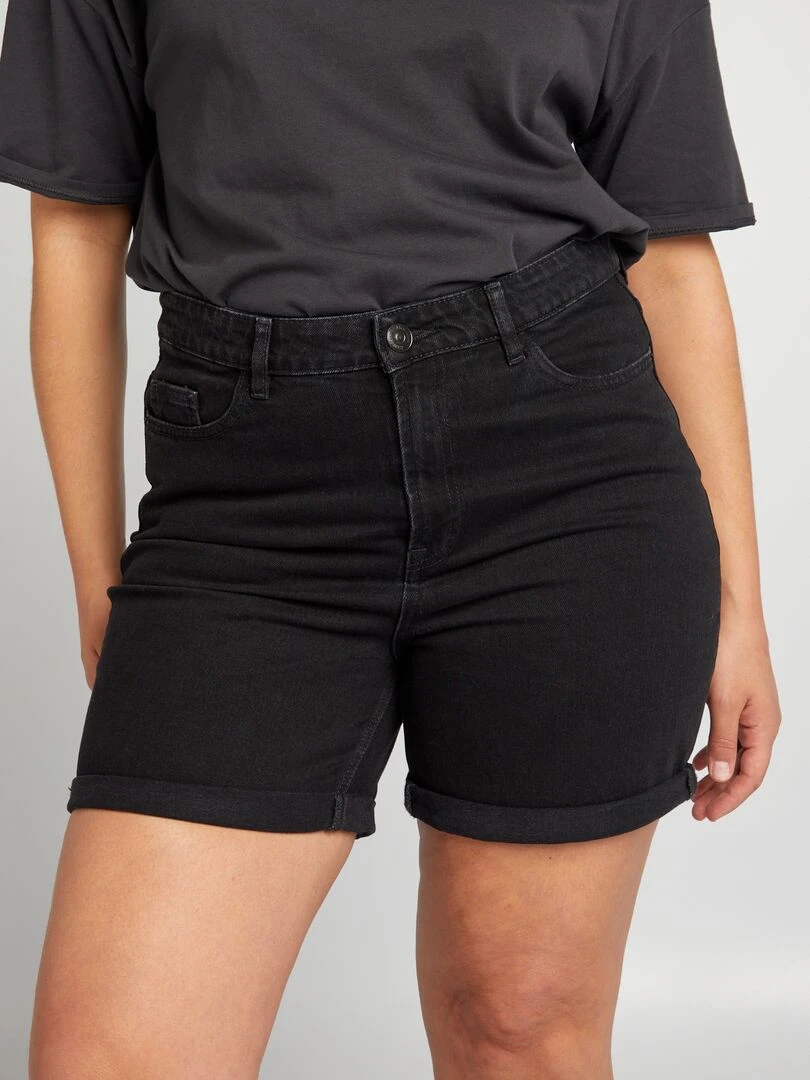 Short en jean à taille haute Gris