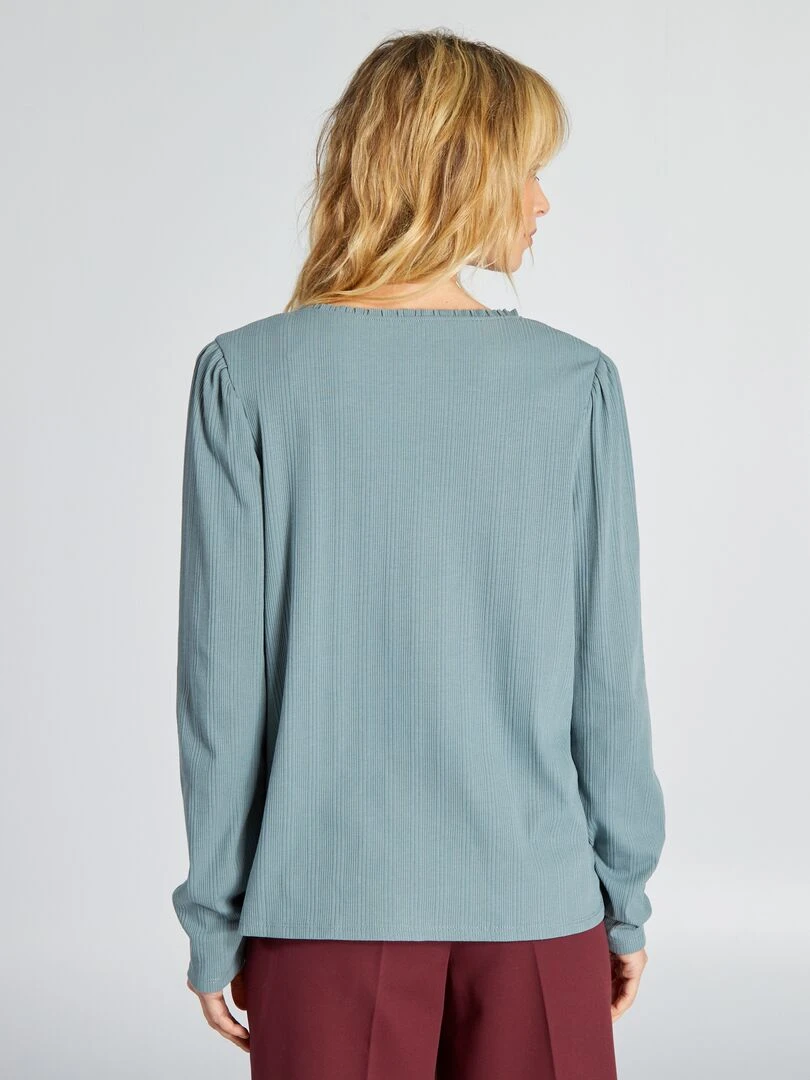 T shirt côtelé   Bleu