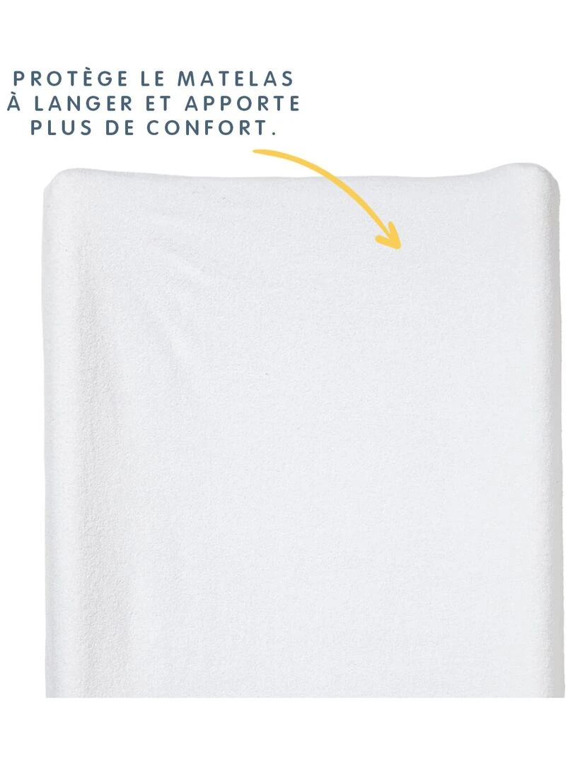 Lot de 2 housses de matelas à langer en éponge 50x70 cm Blanc + Rose Rose