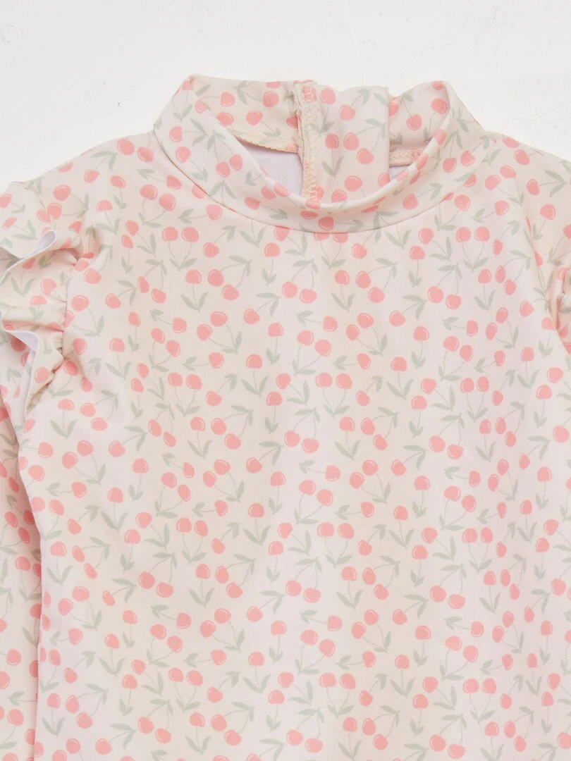 Tee shirt de bain + culotte de bain 'cerise' Rose cerise