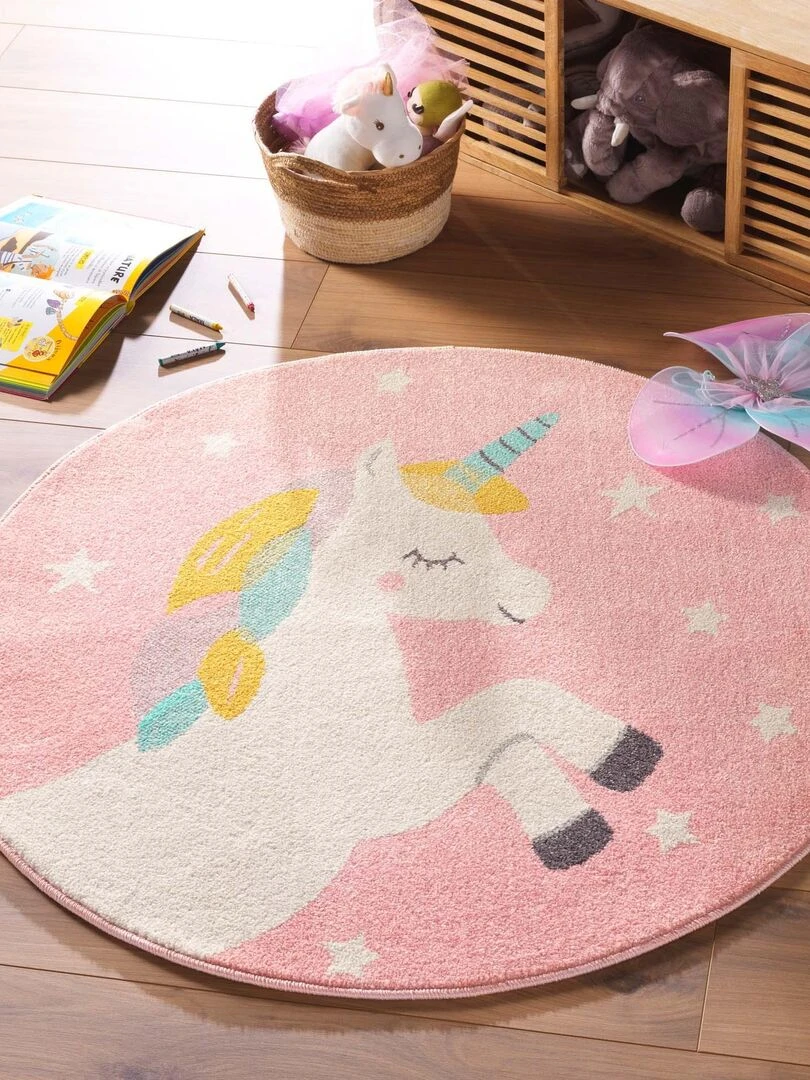 Tapis rond Etoiline la licorne   Rose