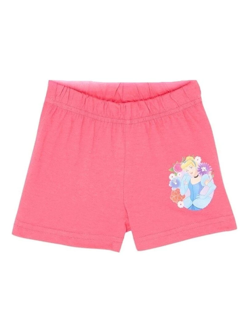 Disney   Ensemble ​​T shirt short fille Imprimé Princesse   Rose fushia