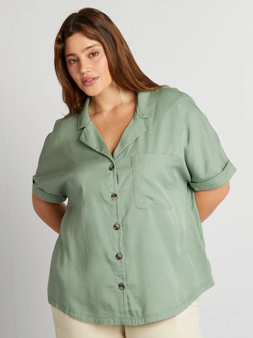 Chemisier léger à col pyjama   Vert