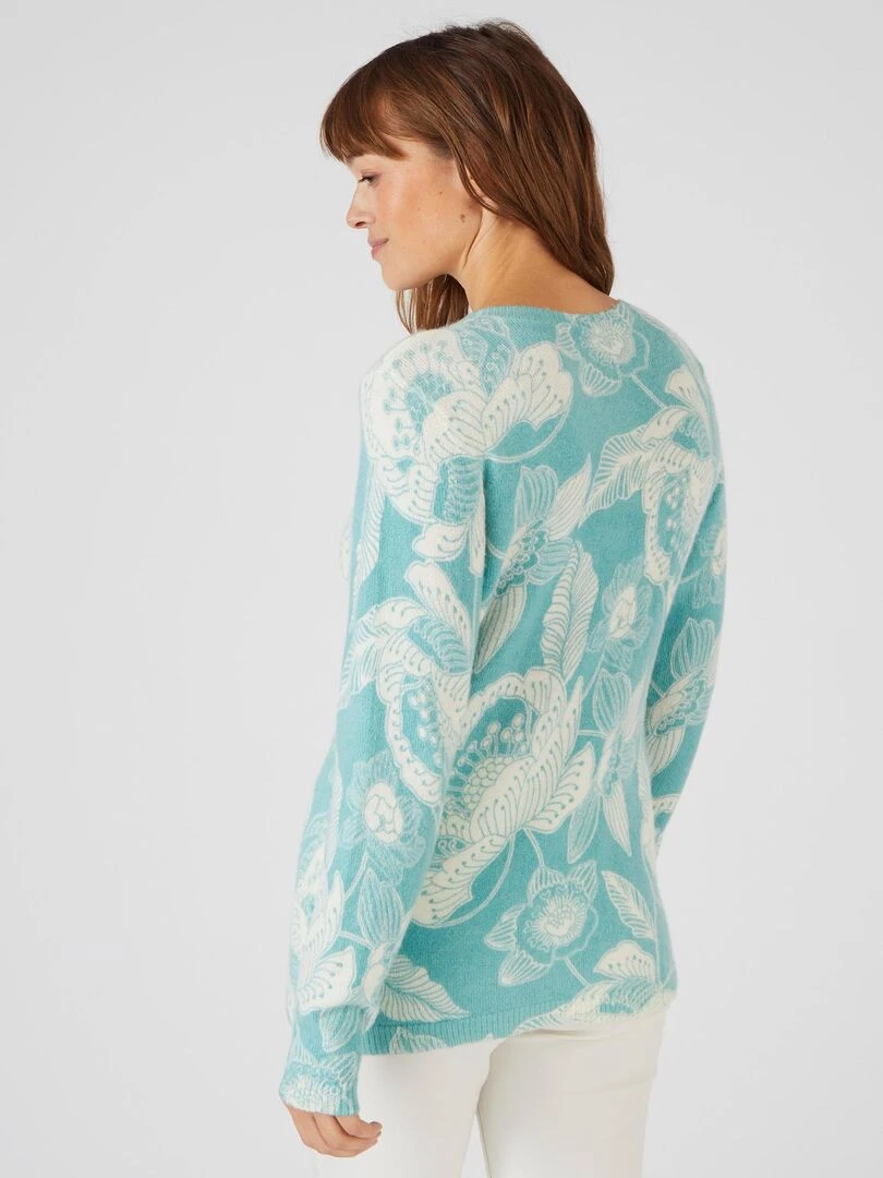 Pull imprimé à base de laine et mohair   Damart   Vert