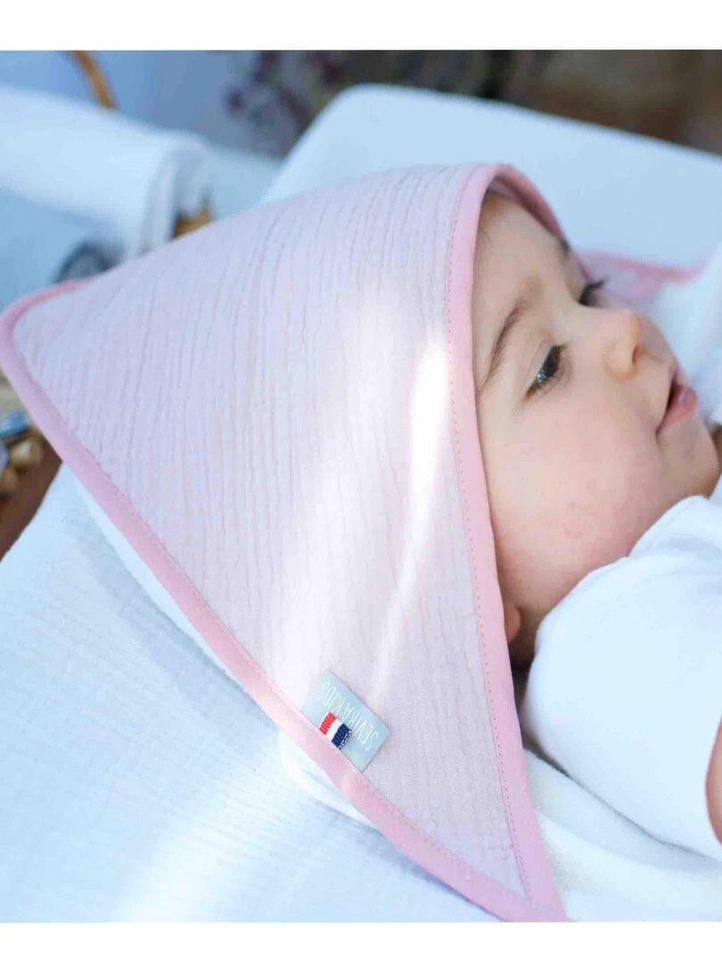 Cape de bain en gaze de coton Jeanne Bleu