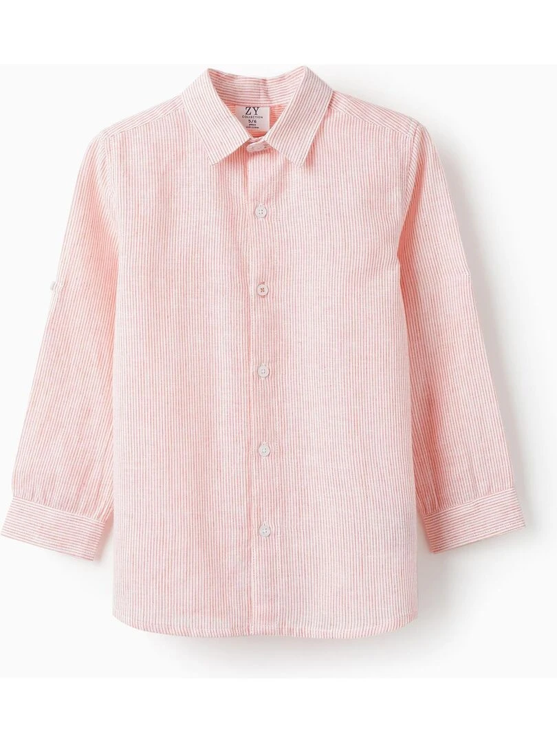 Chemise à Rayures pour Garçon manches longues CÉRÉMONIE Rouge