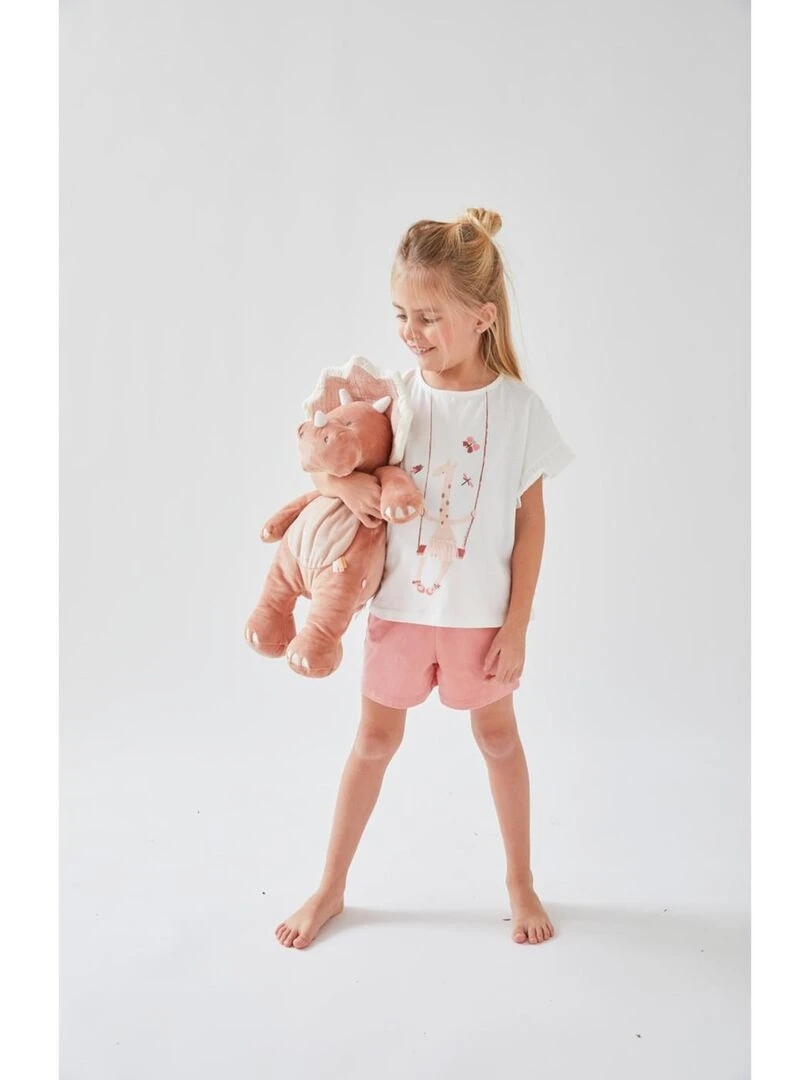 Pyjama 2 pièces girafe en jersey  écru/blush   Noukie's   Rose