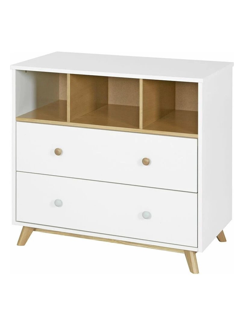 Commode 2 tiroirs bébé Kombu   AKITEN RETAIL   Blanc Marron
