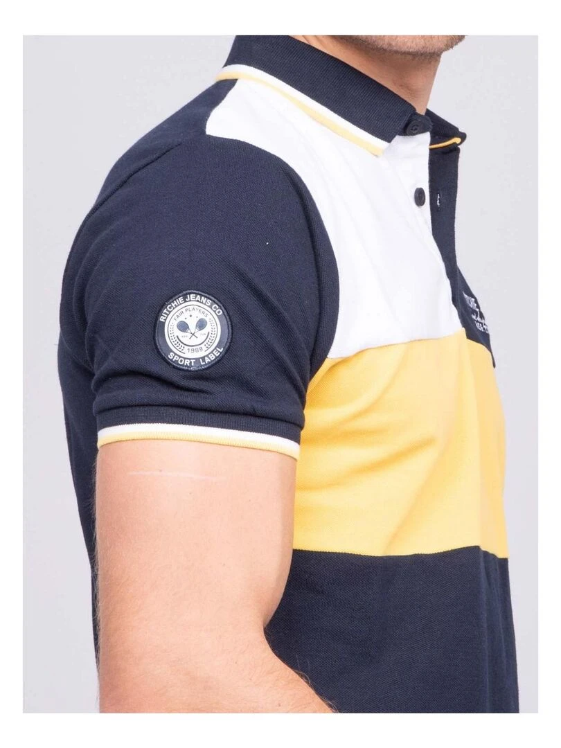 Polo pur coton PANEL   Bleu marine