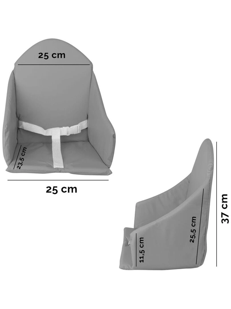 Coussin d'assise universel Miam avec harnais pour chaise haute bébé Monsieur Bébé Gris foncé