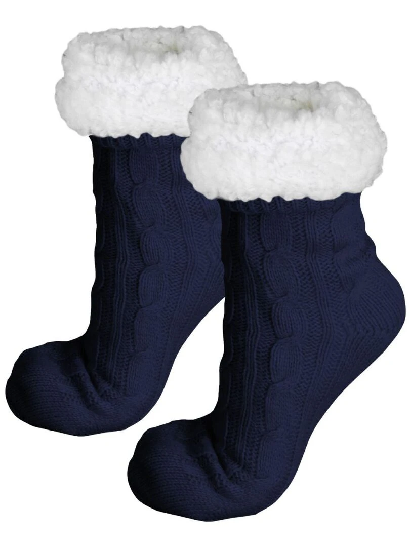 Paire de chaussettes chaussons polaires mixtes Taille 40 45 Vivezen Bleu marine