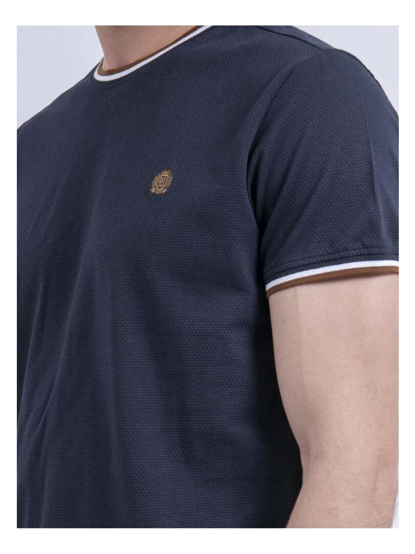 T shirt col rond pur coton NILOTIN   Bleu marine