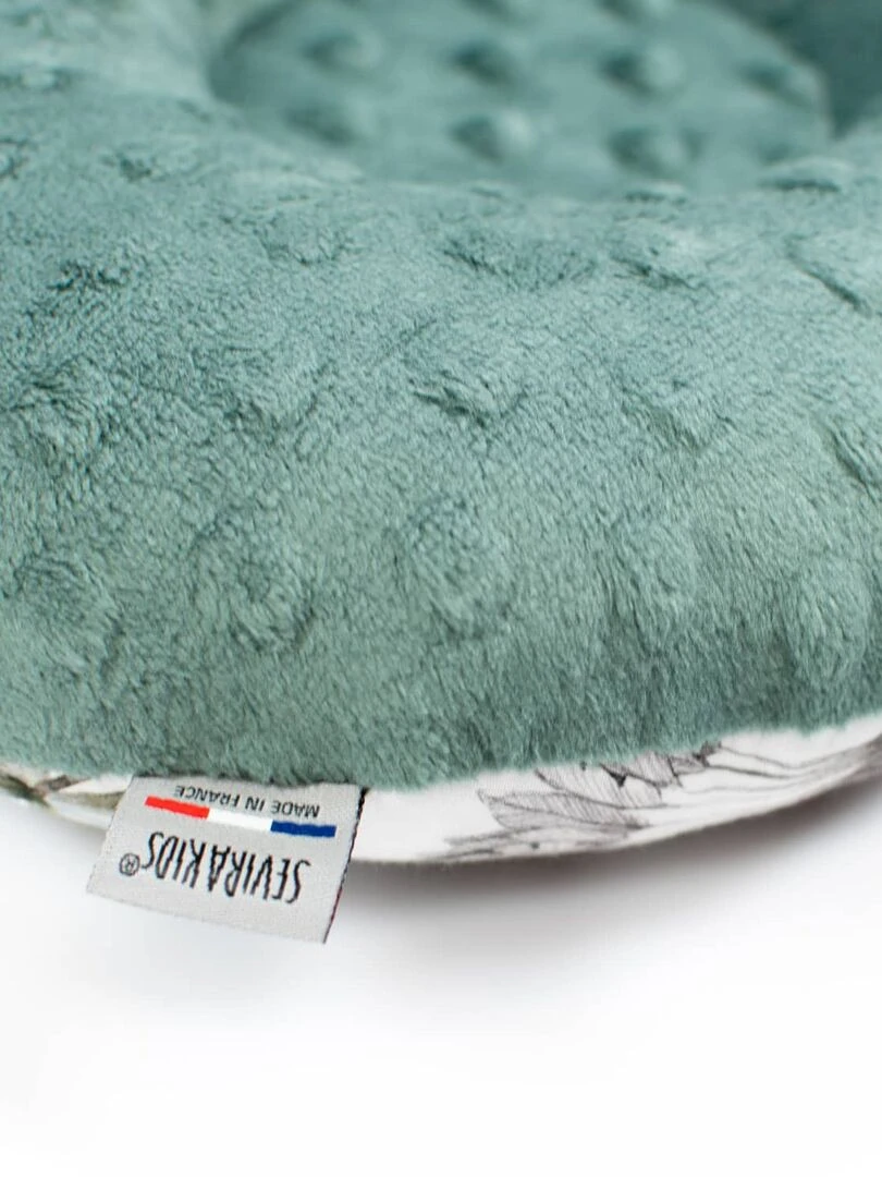 Coussin anti tête plate réversible en minky  Safari   Vert
