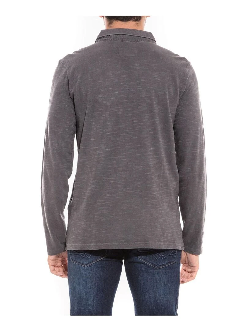 Polo manches longues en coton PEANUTS Gris