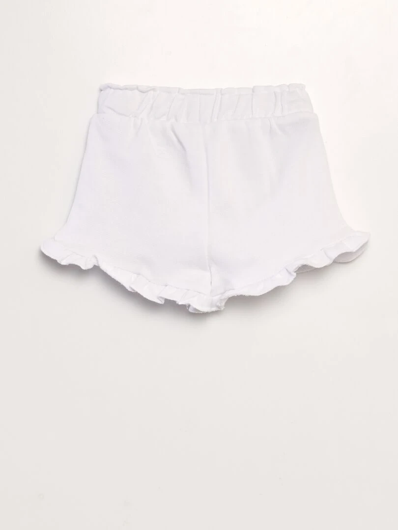 Short en molleton avec volants blanc