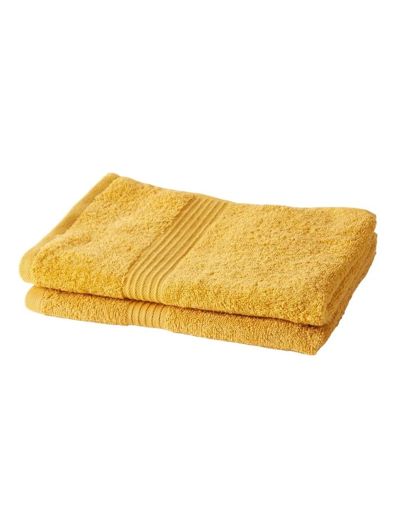 Lot de 2 serviettes de toilette coton uni ESSENTIAL Jaune