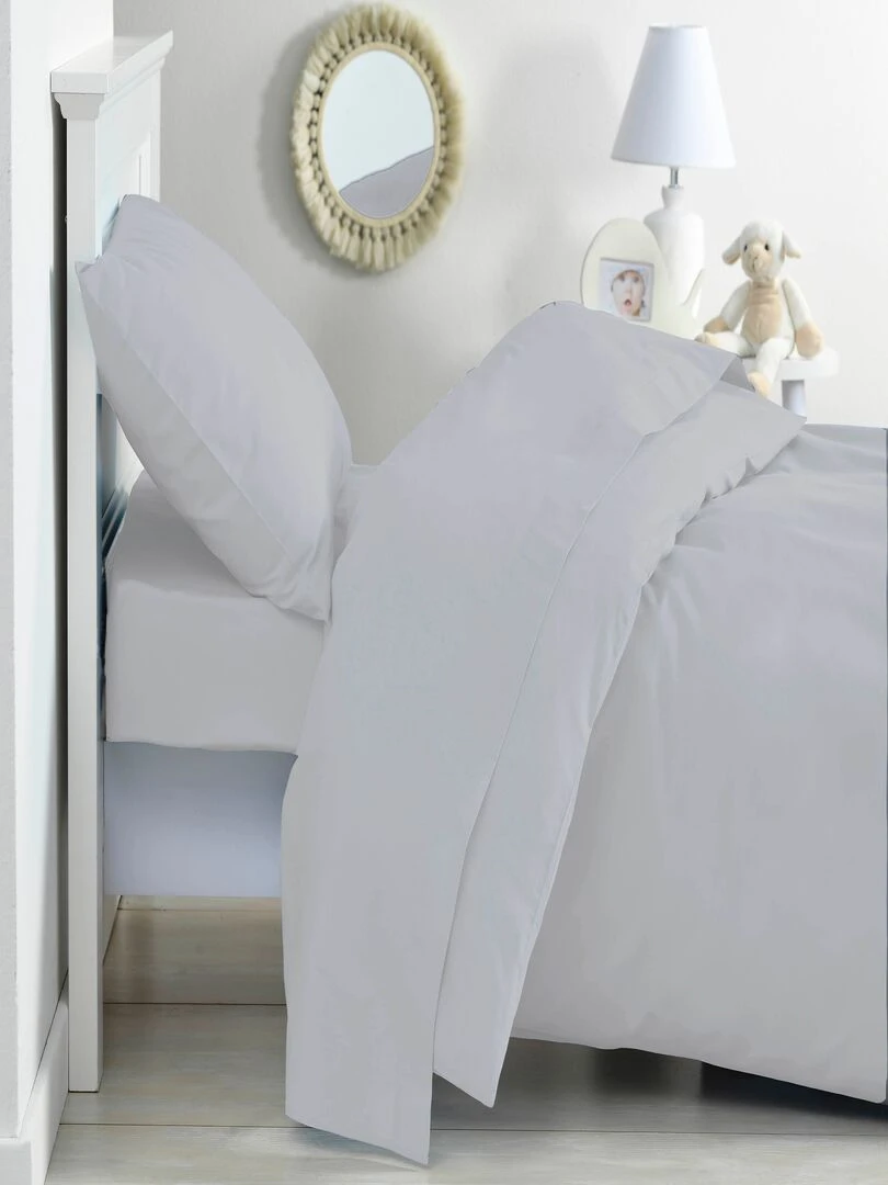Drap dousse lit bébé 60x120 cm 100% coton Bio 'P'tit Basile' Gris perle