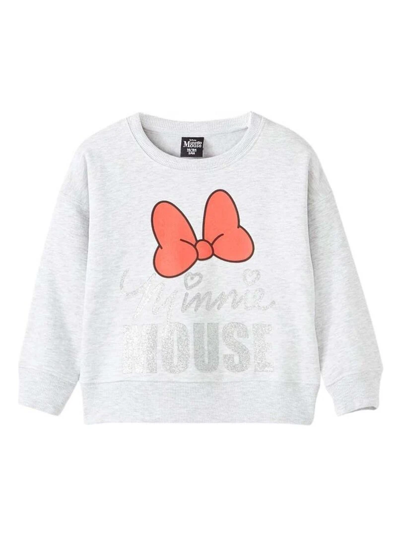 Disney Sweat fille imprimé Mickey en coton Gris