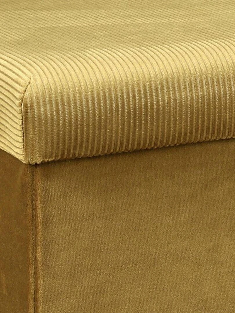 Coffre de rangement banc pliable velours côtelé   Jaune