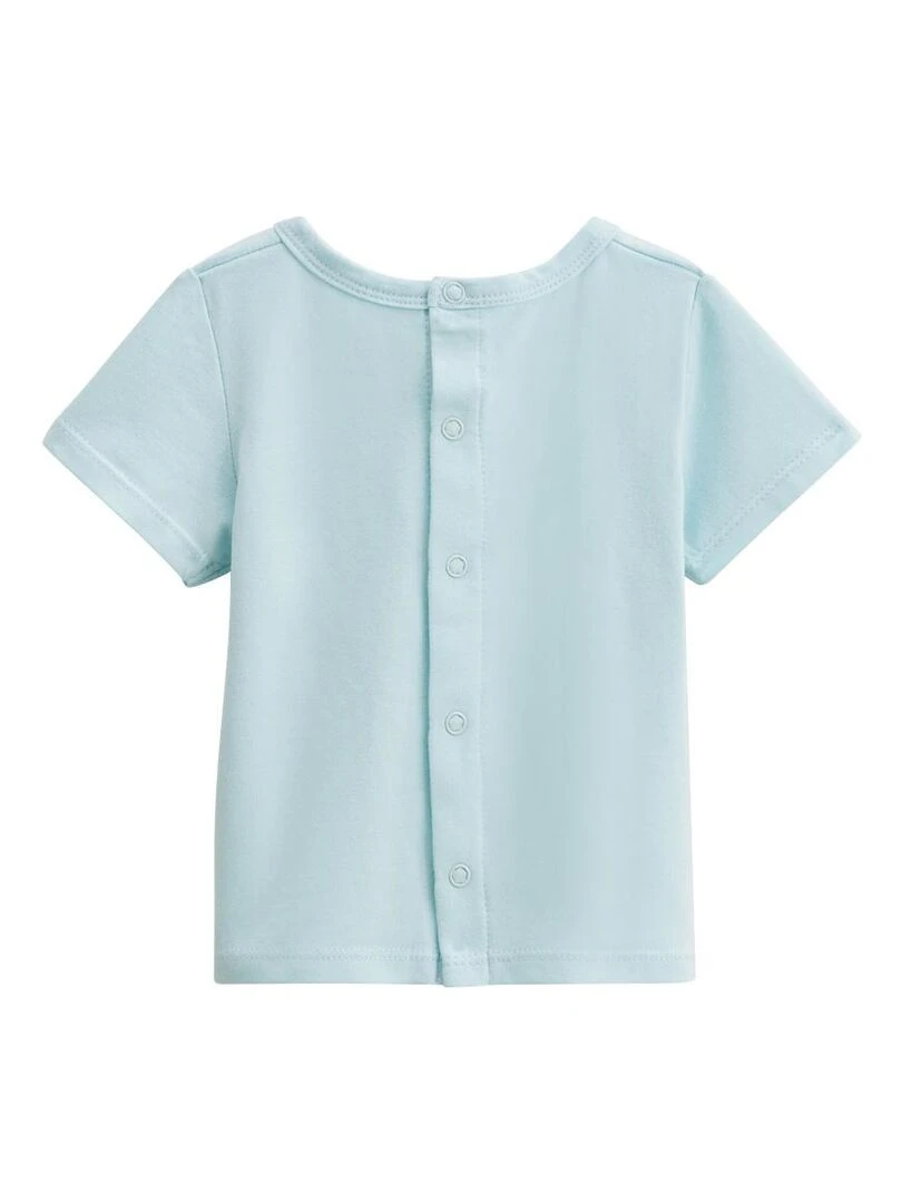 Ensemble salopette bébé en gaze de coton et t shirt Iskia   Bleu