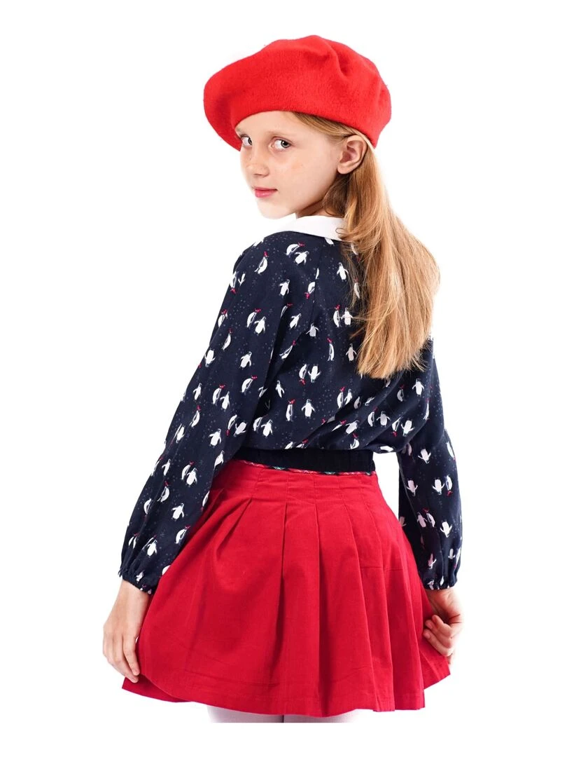 Jupe Plissée Noël Fille Velours Rouge LONDON 'LA FAUTE A VOLTAIRE' Rouge