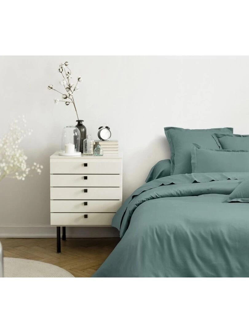 Blanc Avenue Lot De 2 Taies D'oreiller 63x63 Cm Satin De Coton Vert