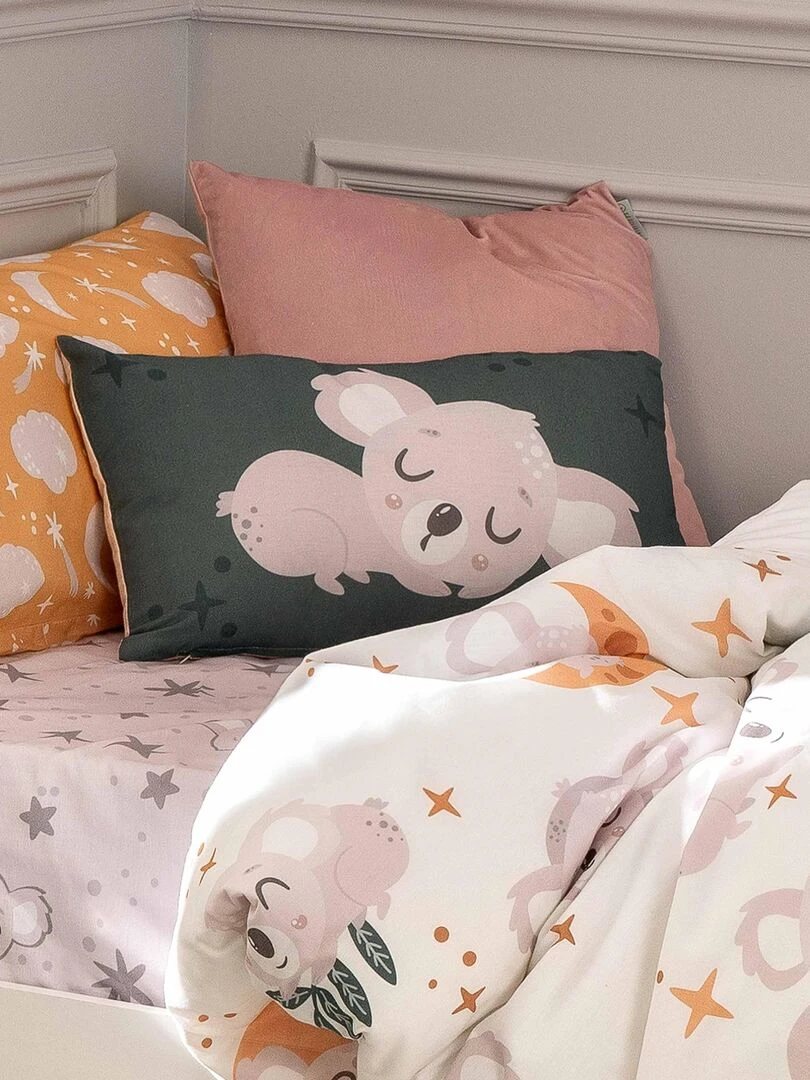 Housse de coussin Baby koala "Happyfriday" Blanc