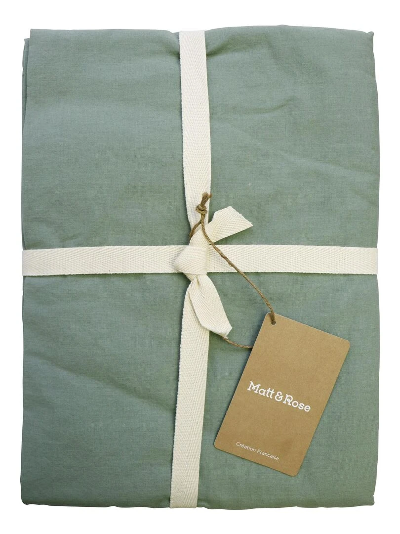Parure de lit unie en coton  COTON LAVÉ   Vert clair