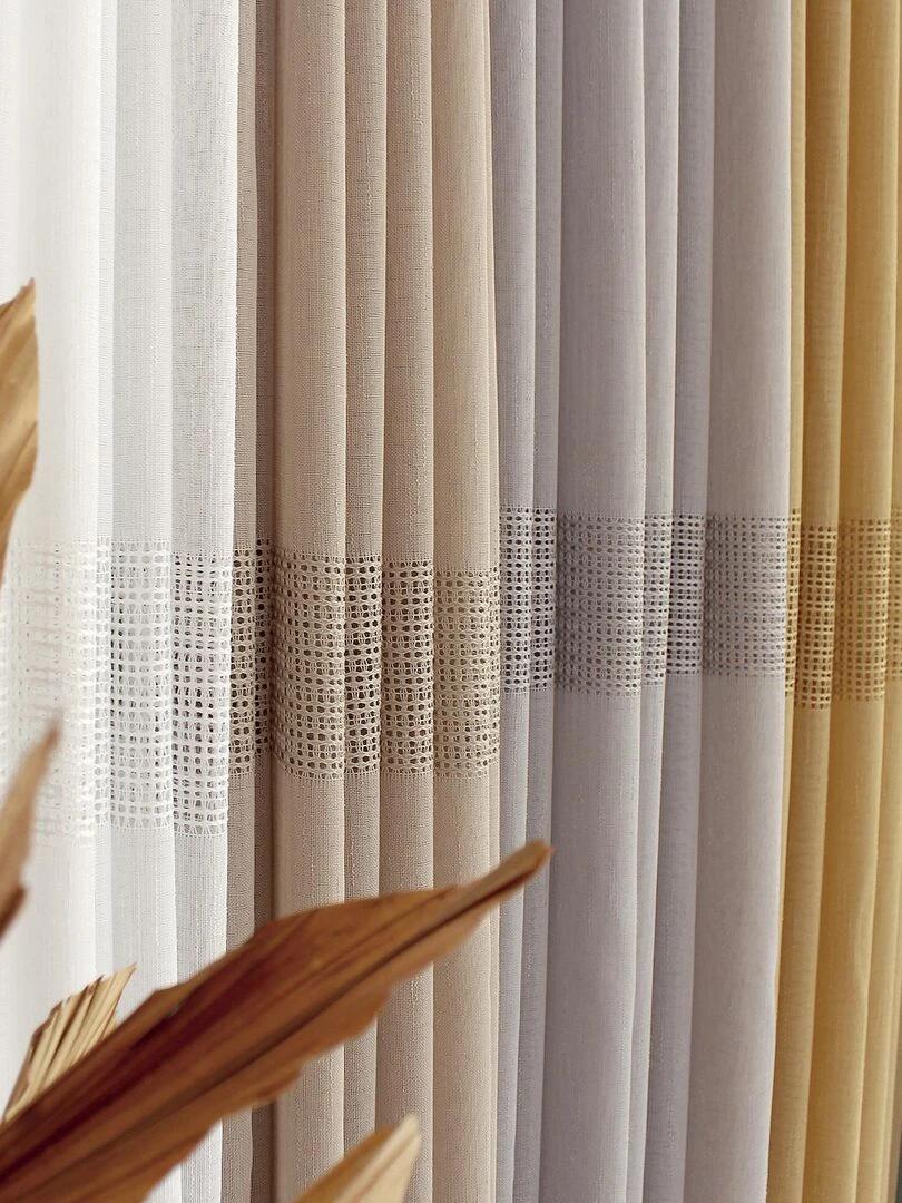 Voilage bohème à bandes ajourées   Beige