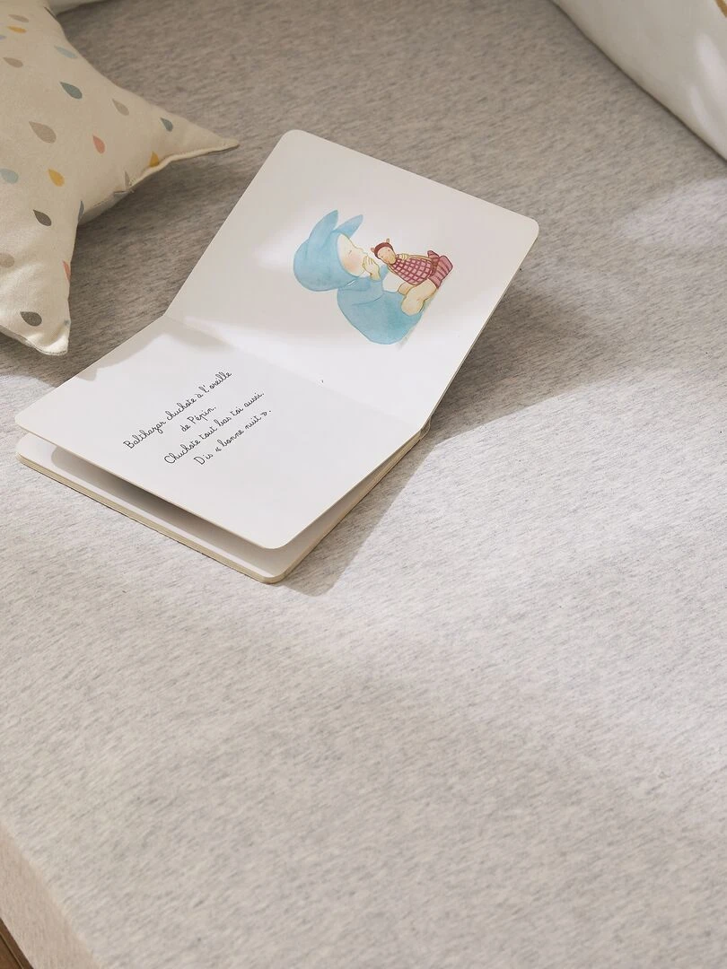 Drap housse   Lot de 2   Blanc/Gris