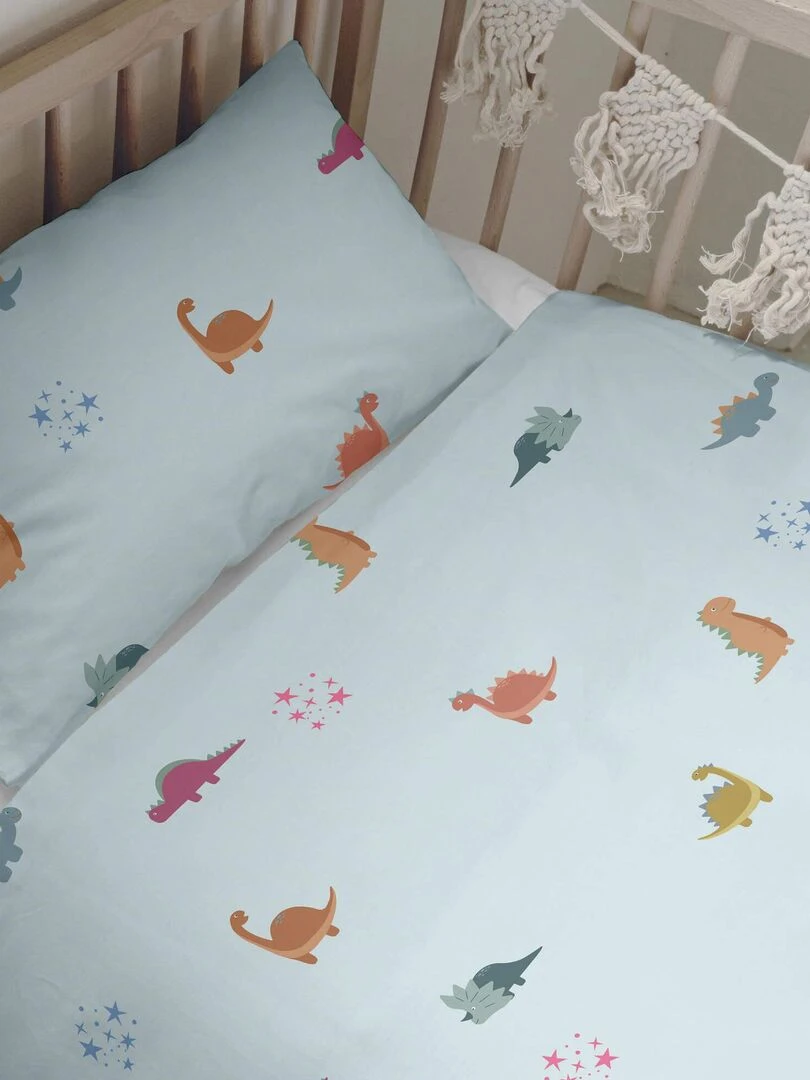 Parure housse de couette 2 pièces Mini dinosaur "Happyfriday" Blanc