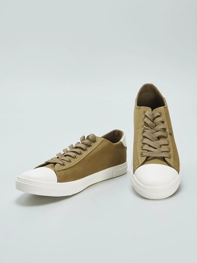 Baskets basses en toile   Kaki