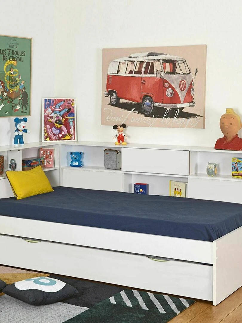Pack lit cosy gigogne avec 2 matelas Play   AKITEN RETAIL   Blanc Blanc