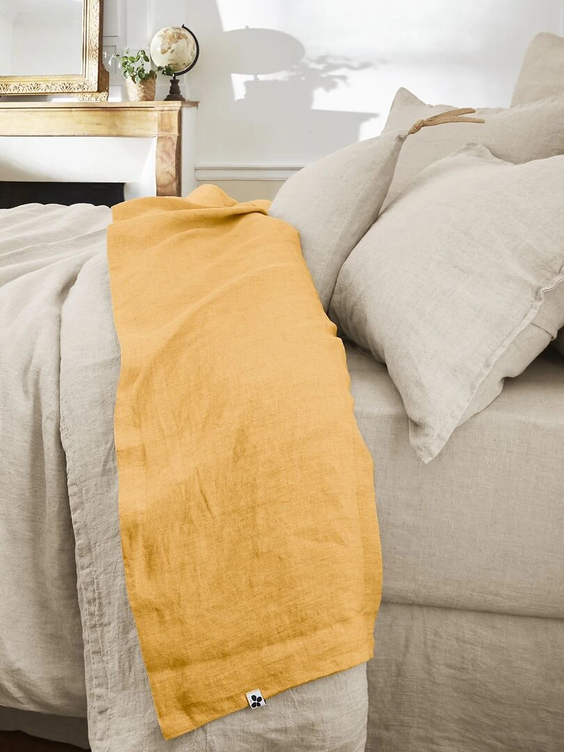 Drap plat lin lavé collection Soline Jaune
