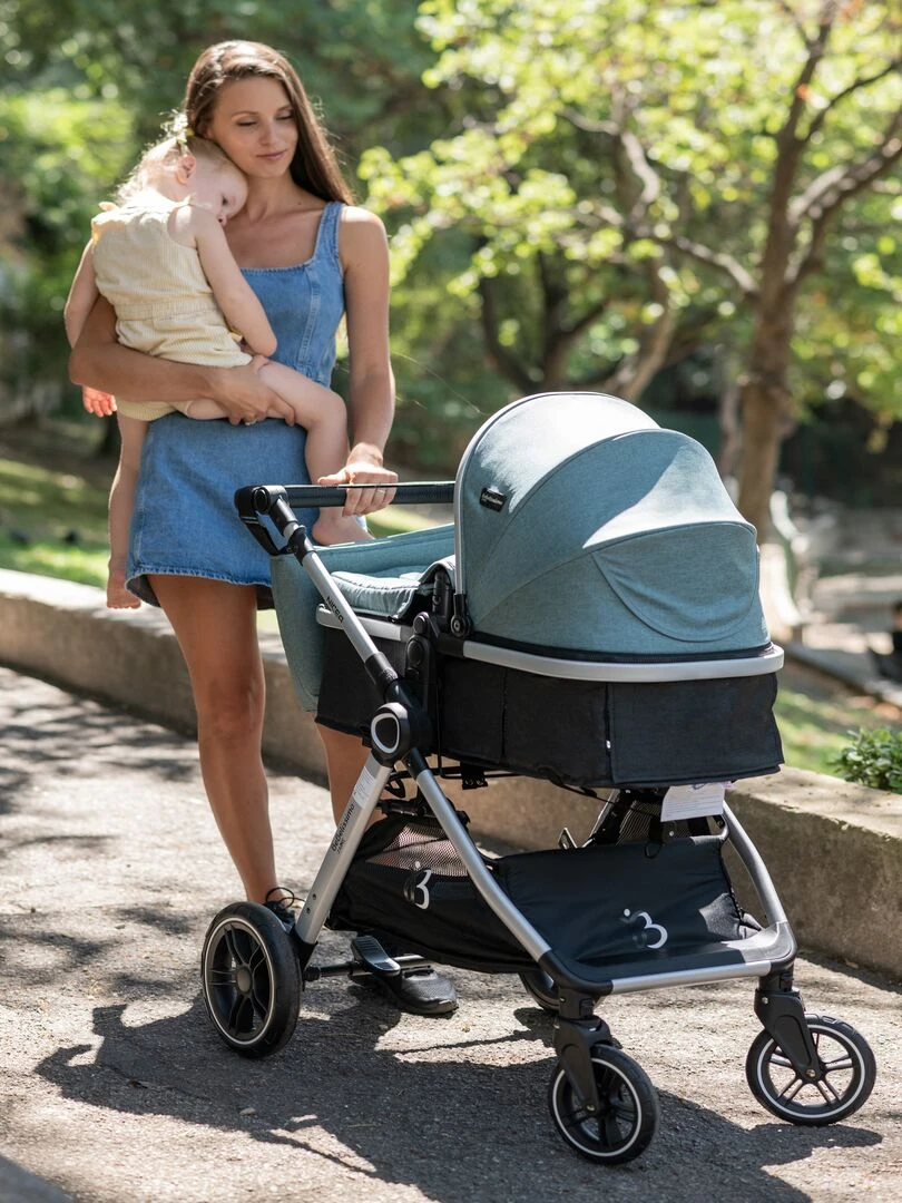BEBELISSIMO   Poussette combinée trio 3 en 1   siège auto 0m   jusqu’à 22kg – Nicea   gris   Gris