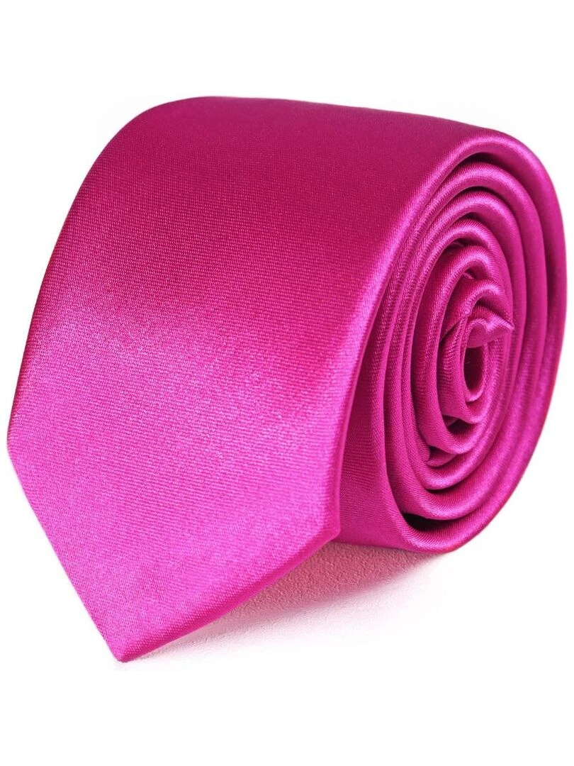 Cravate Slim Satin Unie Fabriqué en Europe Rose fushia