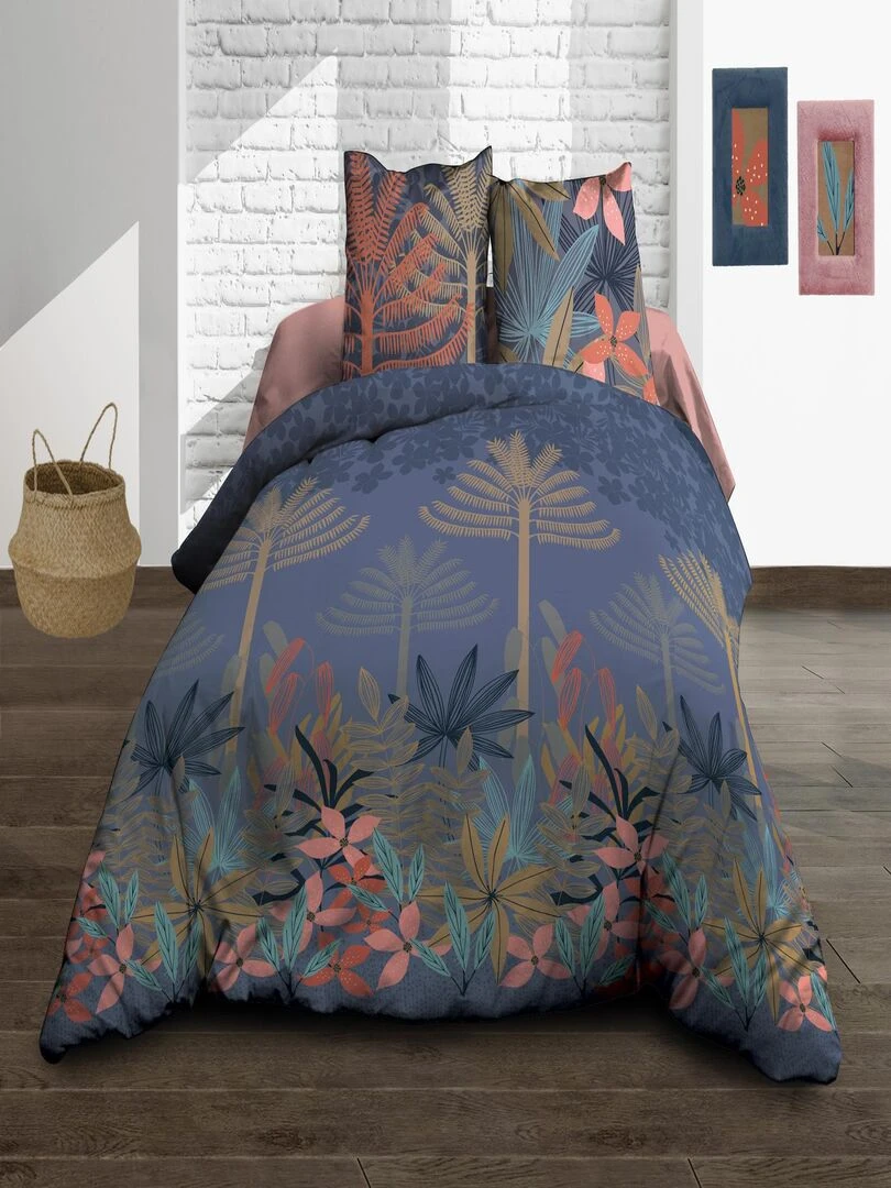 Housse de couette 220x240 + 2 taies Pur coton 57 fils Maupiti Bleu