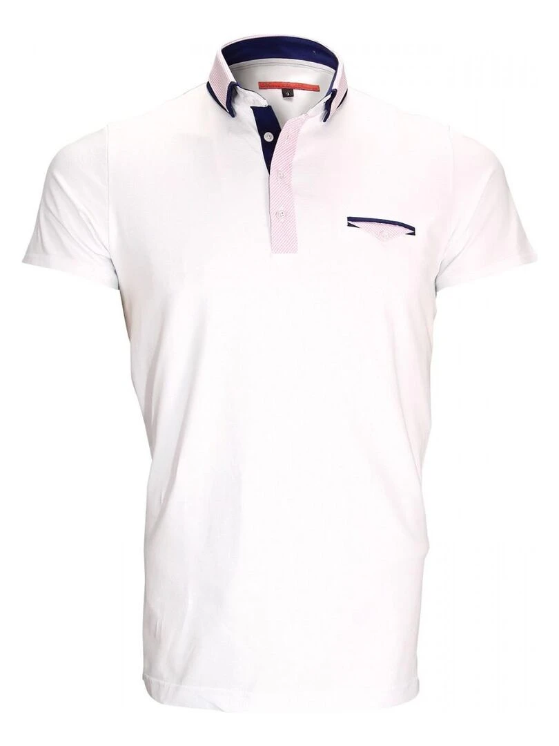 Polo double col JOHN Blanc