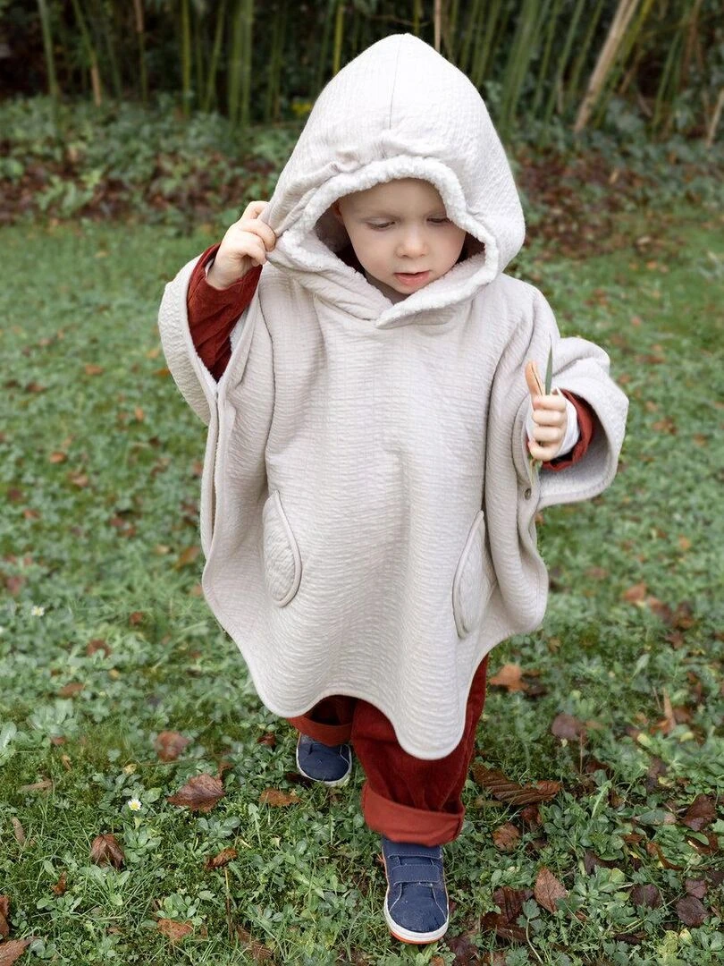 Bemini Poncho de voyage Tetra jersey et teddy   Beige sable