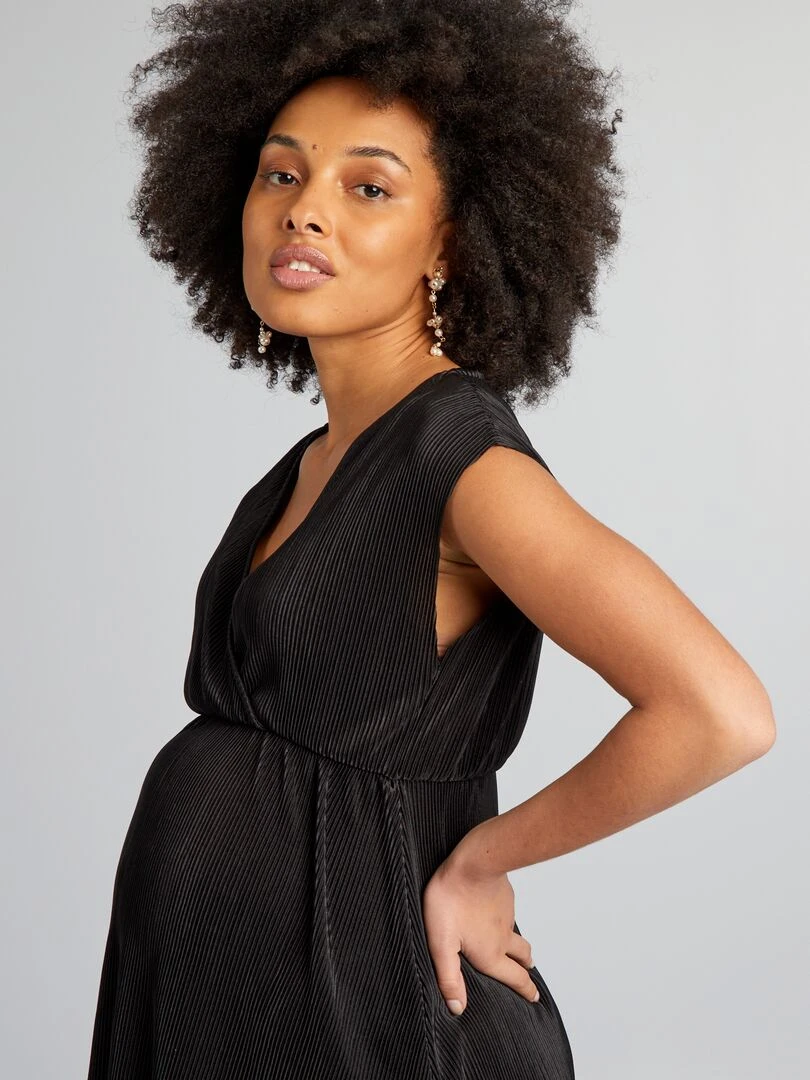 Robe en maille plissée   noir