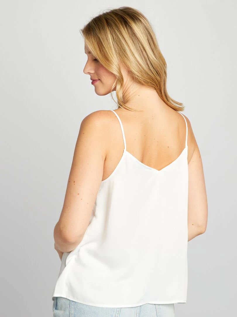 Top fines bretelles en satin   blanc