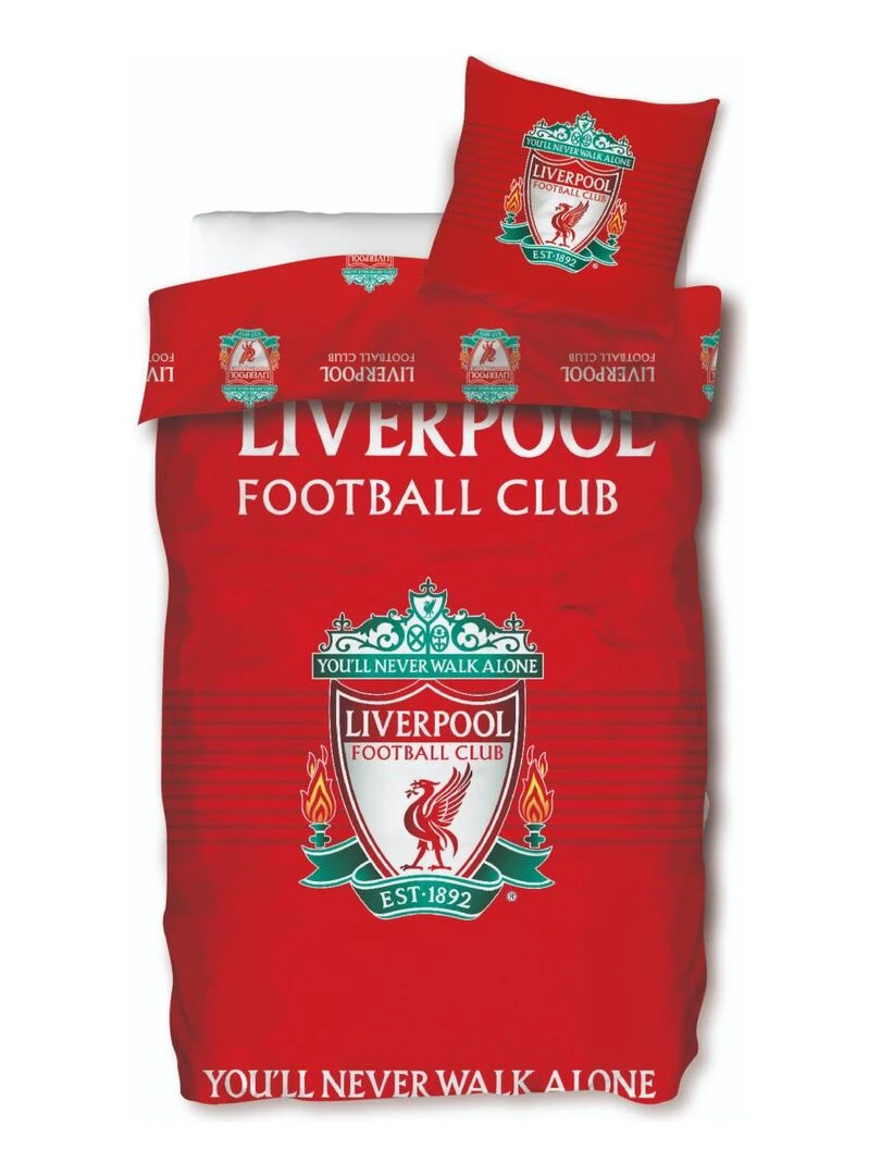 Housse de couette FC Liverpool 140x200 cm et taie d'oreiller 100% Coton Rouge