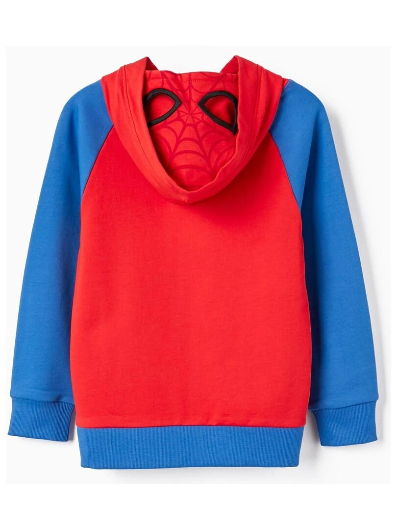 Sweat en coton avec capuche masque pour garçon 'Spider Man' MARVEL SPIDERMAN Rouge clair