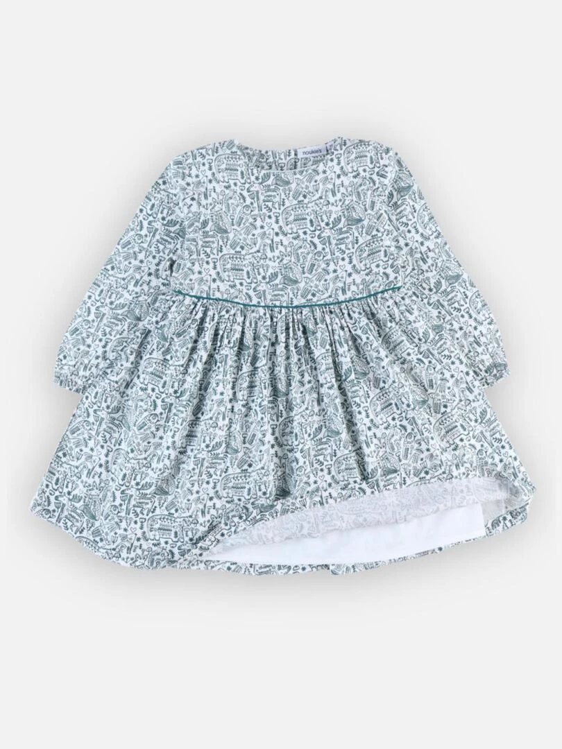 Robe à imprimé animalier  écru/bleu canard   Noukie's   Blanc
